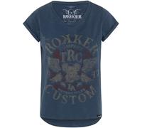 Rokker Custom T-shirt da donna, blu, taglia L per donne