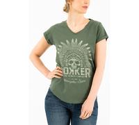 Rokker Indian Bonnet T-shirt da donna, oliva, Taglia M