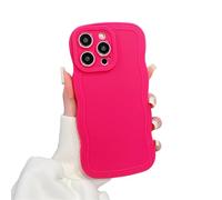 Rokmym Compatibile con Cover opaca per iPhone 12, bordo ondulato, tinta unita, in silicone TPU morbido, ultra sottile, protezione anti-shock per iPhone 12, rosa rossa
