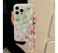 Rokmym Compatibile con iPhone 17 Pro Max Custodia con catena di perline, grazioso orso amore, motivo a cuori, in morbido TPU per donne e ragazze, antigraffio, fotocamera protettiva per iPhone 17 Pro