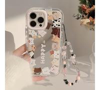 Rokmym Compatibile con iPhone 17 Pro Max Custodia con catena di perline, grazioso orso amore, motivo a cuori, in morbido TPU per donne e ragazze, antigraffio, fotocamera protettiva per iPhone 17 Pro