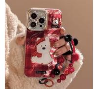 Rokmym Compatibile con iPhone 17 Pro Max Custodia con catena di perline, grazioso orso amore, motivo a cuori, in morbido TPU per donne e ragazze, antigraffio, fotocamera protettiva per iPhone 17 Pro