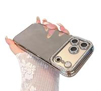 Rokmym Compatible avec coque iPhone 14 Pro brillant Glitter Etui Diamant miroir Makeup Scintillante Design caméra Protector housse antichoc Case pour femmes et Girles,Bleu