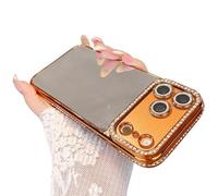 Rokmym Compatible avec coque iPhone 14 Pro Max brillant Glitter Etui Diamant miroir Makeup Scintillante Design caméra Protector housse antichoc Case pour femmes et Girles,Violet