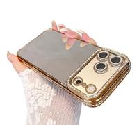Rokmym Compatible avec coque iPhone 15 Pro brillant Glitter Etui Diamant miroir Makeup Scintillante Design caméra Protector housse antichoc Case pour femmes et Girles,Noir