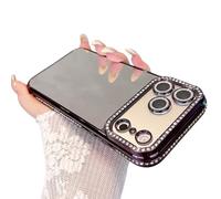 Rokmym Compatible avec coque iPhone 16 brillant Glitter Etui Diamant miroir Makeup Scintillante Design caméra Protector housse antichoc Case pour femmes et Girles,argent