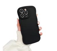Rokmym Compatible avec Coque iPhone 17 Carignon Curly Simple Wave Frame Design Silicone antichoc Housse pour femmes Ragazze Full Camera Protection Coque,Noir