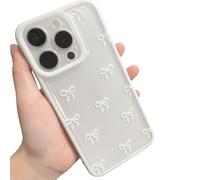 Rokmym Compatible avec coque iPhone 17 Pro Max,transparent Étui Aesthetic ruban de Satin Bow Pattern Belle Coque appareil photo rialzée mince doux et durable TPU housse de protection ,blanc