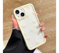 Rokmym Compatible avec coque iPhone 17, transparent Étui Aesthetic ruban de Satin Bow Pattern Belle Coque appareil photo rialzée mince doux et durable TPU housse de protection ,jaune
