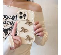 Rokmym Compatible avec Mat Coque iPhone 15 Pro Coque Carignon avec Stereo 3D Papillon de ruban estetique Wave boucle en Silicone Ultra Fine Cover Anti-Shock Cover for Women Ragazze,Blanc casse