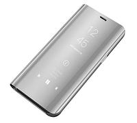 Rokmym Cover per Huawei P30, Custodia Ultra Flip Case Clear View Specchio Standing Cover Protettiva Antiurto Anti-Graffio Custodia Pelle Libro Fondina per Huawei P30 PRO (Argento, Huawei P30 PRO)