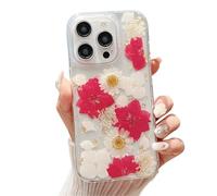 Rokmym, custodia compatibile con iPhone 11, motivo floreale, custodia trasparente con fiori secchi reali, custodia protettiva in silicone morbido per iPhone 11, donna, ragazza, motivo floreale, fiore