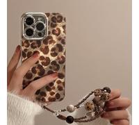 Rokmym Custodia compatibile con iPhone 15 Pro Glitter Cover con Bellissimo Leopardo Custodia con Bracciale per Donna Ragazza Antigraffio Fotocamera Protettiva PC Cover per iPhone 15 Pro, 02