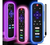 Roko - Confezione da 3 custodie per telecomando Wevove per Roku, compatibili con telecomando TCL Roku Smart TV Steaming Stick, custodia protettiva in silicone universale (blu, rosa e viola)
