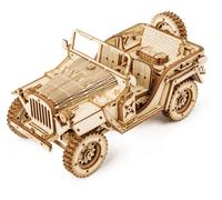 ROBOTIME Kit Modello Auto Puzzle 3D per Adulti e Adolescenti fai da te Artigianato in Legno No Batterie Scala 1:18 Modello Army Field Car
