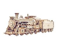 ROKR Prime Steam Express, Puzzle 3D de Madera de Locomotora de Vapor, MC501 | Escala 1:80, montaje de 3 horas, movimiento manual, decoración ferroviaria