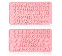 ROKZELT 2 Pezzi Stampi In Silicone con Lettere e Numeri,Stampo in Silicone Lettera Inglese, 0-9 Numero Lettera A-Z Alfabeto,Alfabeto Stampo Silicone per Cioccolato,Gesso,Torte,Biscotti