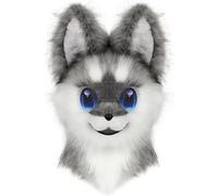 Rolamumu Fursuit Lupo/Cappuccio for Cani, Cappuccio indossabile in Stile Animale Peloso Giapponese, Copricapo for Animali in Pelliccia Sintetica, Cosplay for Feste di Fumetti(B)