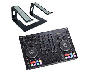 Roland D-J707M Controller Mobile DJ Mixer + keepdrum Supporto per computer portatile Nero
