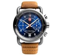 Roland Sands ICON Acciaio Quarzo Cronografo IP Pelle Blu Data Orologio Uomo