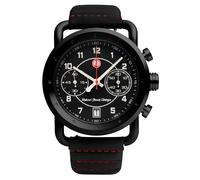 Roland Sands ICON Acciaio Quarzo Cronografo Nero IP Pelle Datario Orologio Uomo