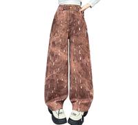 Rolanko Jeans Bambino, Pantaloni Denim Blu Dritto Fori Vintage per Bambini, Marrone, Taglia: 13-15 anni/170