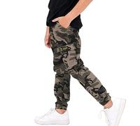 Rolanko Pantaloni Cargo da Ragazzo, Pantaloni da Jogging in Vita Elasticizzata per Bambini, Grigio Mimetico, Taglia: 130