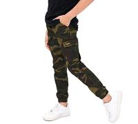 Rolanko Pantaloni Cargo da Ragazzo, Pantaloni da Jogging in Vita Elasticizzata per Bambini, Verde Mimetico, Taglia: 140