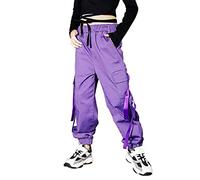 Rolanko Pantaloni Cargo per Bambini,Pantaloni da Jogging per Ragazzo e Ragazza Street Hip Hop Dance(Viola,6-7 anni/130)