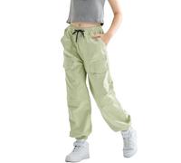 Rolanko Pantaloni Hip Hop per Ragazze, Pantaloni Cargo Elasticizzati per Bambini Jogger per Streetwear e Danza, Verde Saga, Taglia: 8-9 anni/140