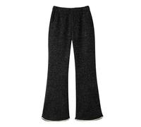 Rolanko Pantaloni Svasati da Ragazza, Vita Elastica Velluto a Coste Lucido Bootcut Leggings a Campana con Perle Bambini Caldi Pantaloni da Jogging con Tasche, Nero, Taglia: 10-11 Anni/ 150