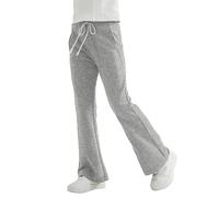 Rolanko Ragazze Jersey Pull Up Pantaloni, Bootcut Elastico in Vita Scuola Uniforme Pianura Svasata Pantaloni da Tuta, Grigio, Taglia: 13-15 anni/170