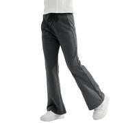 Rolanko Ragazze Jersey Pull Up Pantaloni, Bootcut Elastico in Vita Scuola Uniforme Pianura Svasata Pantaloni da Tuta, Grigio Scuro, Taglia: 10-11 anni/150