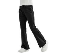 Rolanko Ragazze Jersey Pull Up Pantaloni, Bootcut Elastico in Vita Scuola Uniforme Pianura Svasata Pantaloni da Tuta, Nero, Taglia: 6-7 anni/130