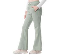 Rolanko Ragazze Jersey Pull Up Pantaloni, Bootcut Elastico in Vita Scuola Uniforme Pianura Svasata Pantaloni da Tuta, Verde Fagiolo, Taglia: 8-9 anni/140