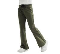 Rolanko Ragazze Jersey Pull Up Pantaloni, Bootcut Elastico in Vita Scuola Uniforme Pianura Svasata Pantaloni da Tuta, Verde, Taglia: 11-12 anni/160