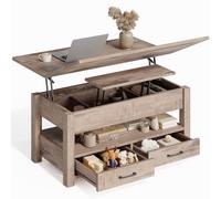 Rolanstar Mobiletto per Salotto con Altezza Regolabile e 2 Cassetti, Tavolo per Salotto in Legno 100 x 50 cm, Spara Spazio e Facile da Montare, Ideale per Camera Letto