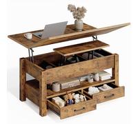 Rolanstar Mobiletto per Salotto con Altezza Regolabile e 2 Cassetti, Tavolo per Salotto in Legno 100 x 50 cm, Spara Spazio e Facile da Montare, Ideale per Camera Letto, Marrone Vintage