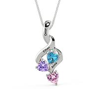 RolaOnly Collana con 3 Nomi Personalizzabile Incisione Gioielli Donna Pietra Portafortuna Collane Cuore 925 Argento Ciondolo Madre Figlia Regalo per Moglie/Fidanzata/Sorella/Mamma