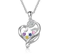 RolaOnly Donna Collana con 4 Nomi Incisione Pietra Personalizzati Gioielleria 925 Sterling Argent Pacco Regalo per Compleanno/Natale/San Valentino/Festa della Mamma