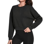 Rolcoassuns Felpa Corta da Donna Pullover Ampio Spalle Scese Scollo Rotondo Maniche Lunghe Top Basic Maglietta Casual Ampia a Maniche Lunghe