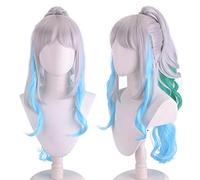 Role Play Wig For Anime Yamato Cosplay Wig Long Silver Blue Green Mixed Ponytail Halloween Party Wigs