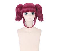Role Play Wig For Morematch Black Butler Mey Rin Burgundy Cosplay Wigs With Chip Ponytails