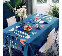 ROLETI Tovaglia Pesce Azzurro Copritavolo Rettangolare Elegante Tovaglia Antimacchia 140x180 Tessuto Impermeabile Copritavolo Moderno per Decorazioni Matrimonio Baby Shower Tovaglia da Esterno
