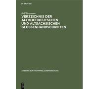 Rolf Bergmann Verzeichnis der althochdeutschen und altsächsis (Copertina rigida)
