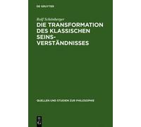 Rolf Schönberge Die Transformation des klassischen Seinsverst (Copertina rigida)