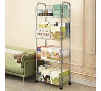 Rolg Carrello multiuso con ruote bloccabili, carrello portaoggetti in acrilico a 4 ripiani per cucina e soggiorno, versatile con manico, perfetto per uso domestico e ufficio