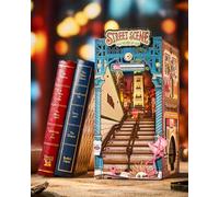 Rolife Book Nook Street Scene, Kit Casa Miniatura DIY con Luci, Booknook per Adulti da Costruire, Supporto per Libri in Legno 3D da Collezione & Decorazione per Libreria, Regali di Compleanno e Natale