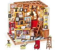 Rolife Casa di bambole in legno Casa In Miniatura Kit da casa con LED-Creativo Compleanno Regali di Natale Per Adulti-Sam's Study