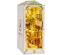 Rolife Kit puzzle con angolo libro in legno 3D fai-da-te con fermalibri a LED Diorama Set da scaffale in miniatura Regalo ideale per adulti e adolescenti
